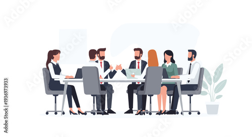 Business Professionals Meeting Around Table.