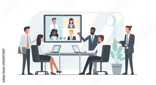Business Professionals in Virtual Meeting.