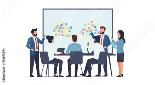 Business Team Brainstorming Meeting Scene.