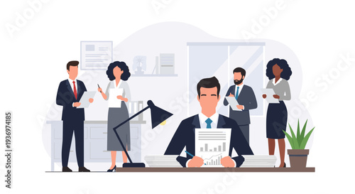 Businessman working with team colleagues.