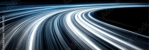 Abstract blue light speed motion blur reflecting technology and online connection themes design