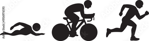 Triathlon sports icons for swimming, cycling, and running competition