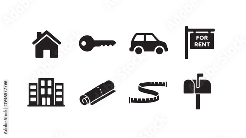 Real Estate and Home Essentials Icons Collection