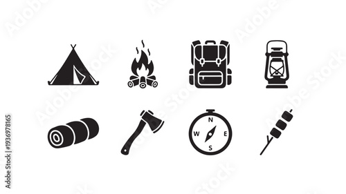 Camping and Outdoor Adventure Icons Set