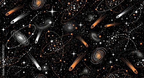 Spaceship Models in Outer Space Scene.