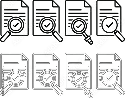 Document verification and analysis icons