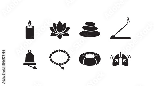 Spa Wellness and Zen Relaxation Icons Set