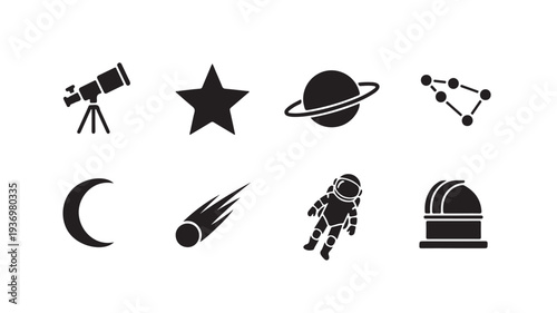 Astronomy Space Exploration and Science Icons Set