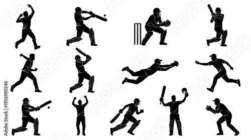 Cricket Ball and Bat Vector Illustrations | Dynamic Sports Icons | Striking Action Designs | Professional Cricket Equipment Vector Art for Matches, Logos, and Creative Sports Graphics