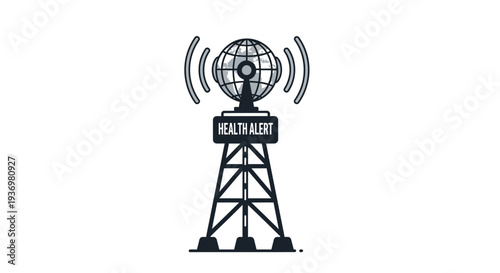Global public health alert icon illustrating worldwide emergency warning broadcast system