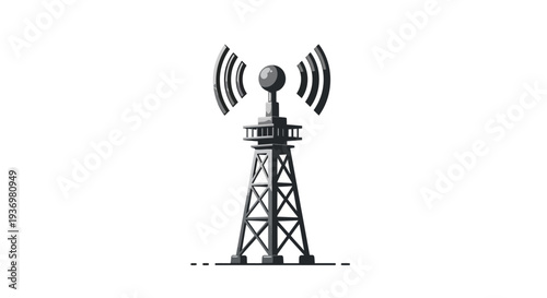 Radio tower broadcasting signal waves technology communication concept