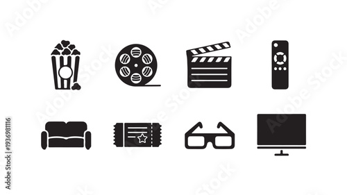 Entertainment Cinema and Home Theater Icons Set