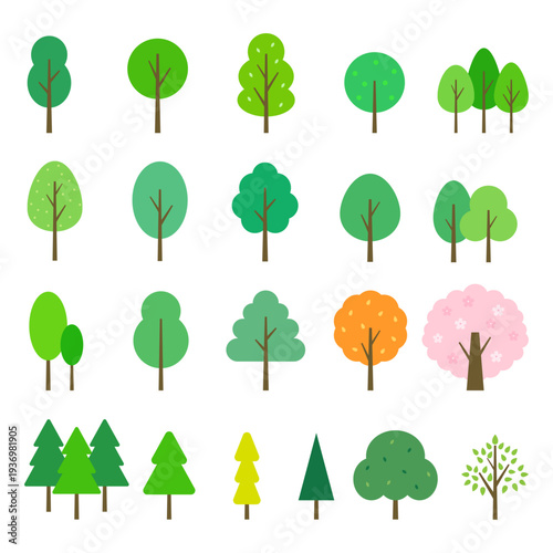 단순한 아이콘 형태의 나무 일러스트