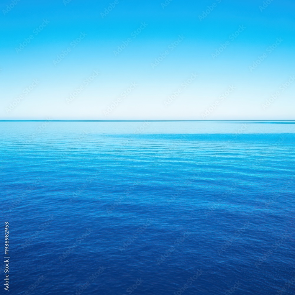 Obraz premium Vast, deep blue ocean water stretching toward the horizon under a clear summer sky, suggesting infinite maritime travel and exploration, vast, horizon, wide
