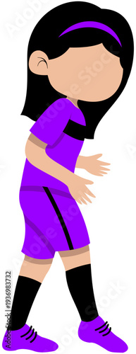 Konstfotografi Faceless Long Haired Girl with Headband Dribbling with the Top of the Foot Soccer Technique Step 3 Without Ball Illustration