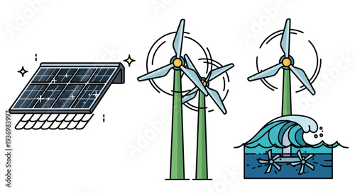 Wind turbine renewable energy electricity generation illustration