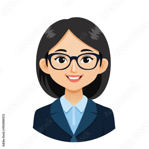 Woman with glasses illustration smiling portrait