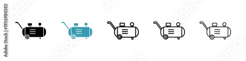 Compressor icons collection in black and blue colors