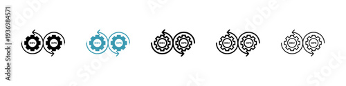 Dev Ops icons collection in black and blue colors