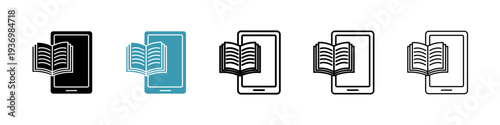 Ebook icons collection in black and blue colors