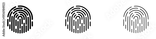 Fingerprint icons collection in black and blue colors