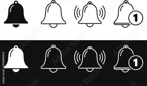 Notification bell icons in various states