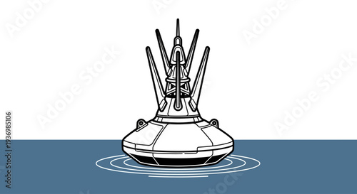 Illustration of UFO Sitting on Water Surface.