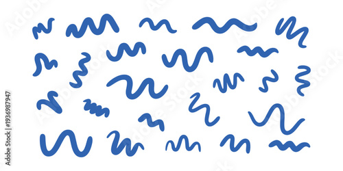 Blue squiggly lines on white background