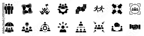 Teamwork icon set. Vector illustration.