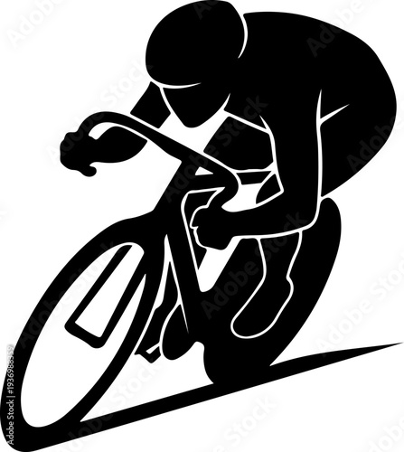 Vector silhouette of a cyclist riding a bicycle
