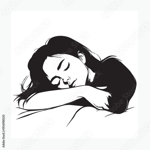 vector image of a woman sleeping