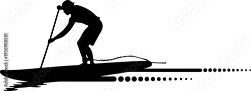 Vector silhouette of man paddleboarding