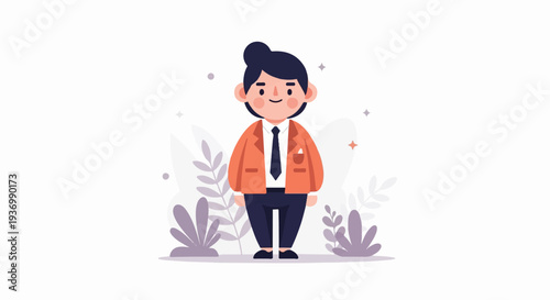 Animated man in suit with plants and stars