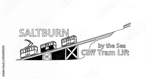 Two trams ascend a steep incline on a rail system by the sea