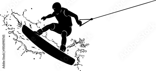 Vector wakeboarder silhouette icon