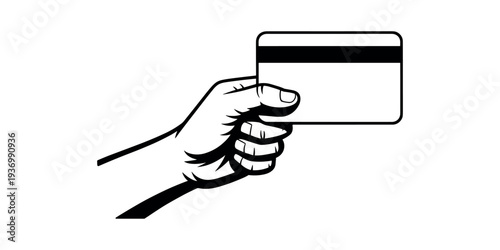 Hand holding a credit card fist black and white payment