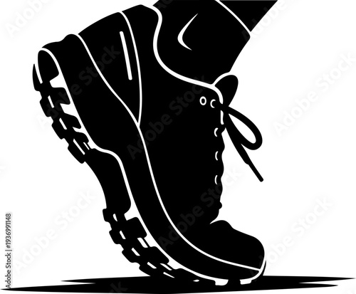 Vector illustration of a black hiking boot