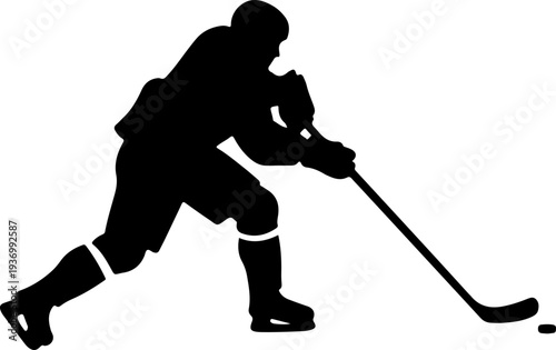 Black silhouette of a hockey player vector