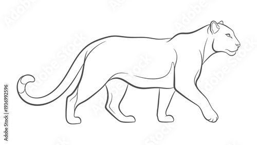 Elegant Panther Silhouette: An elegant panther in a sleek silhouette, gracefully traversing across a stark background, highlighting its majestic form.