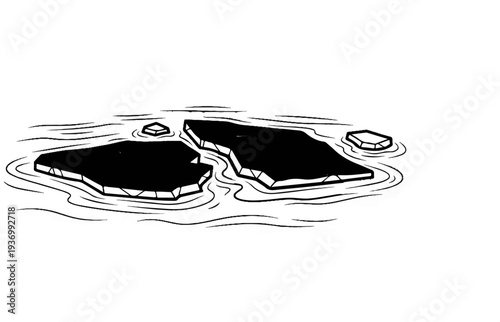 Ice floes floating on wavy water surface