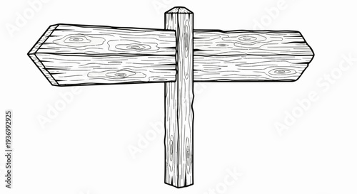 Rustic wooden directional signpost with two pointing arms