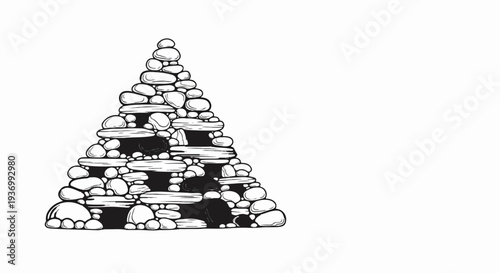 Stacked stones form a layered triangular structure with dark recesses