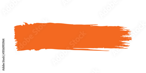 Orange brush stroke on white background paint mark