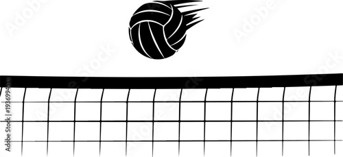 Vector volleyball icon with motion lines over net
