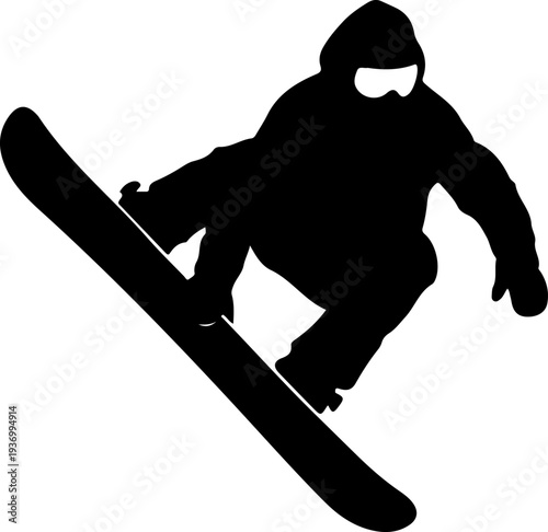Black silhouette of a snowboarder vector
