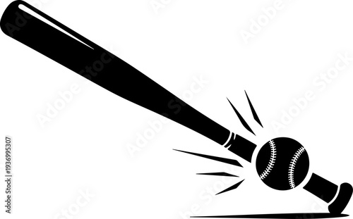Vector baseball bat hitting ball icon