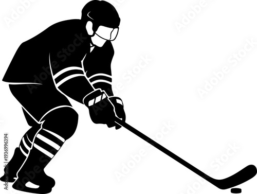 Black silhouette of a hockey player vector