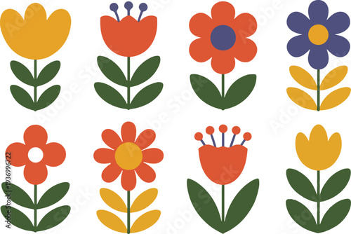 Seamless vintage floral pattern with colorful tulips and flowers with leaves in a decorative spring nature vector illustration for wallpaper or design