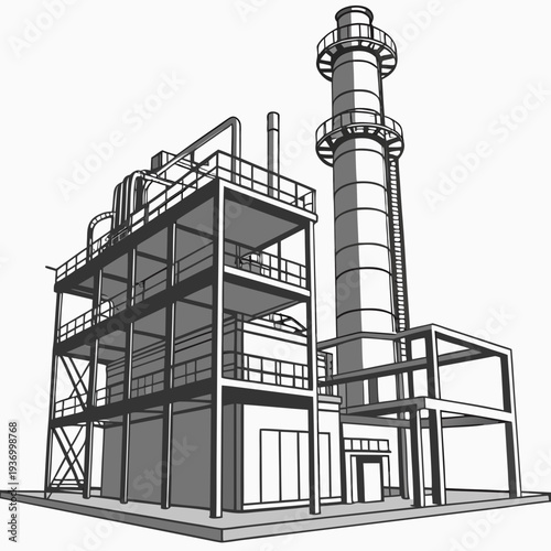 Detailed industrial oil refinery plant factory