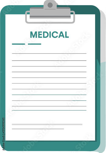 Medical Clipboard with Blank Form Isolated on Transparent Background for Healthcare Documentation Concept